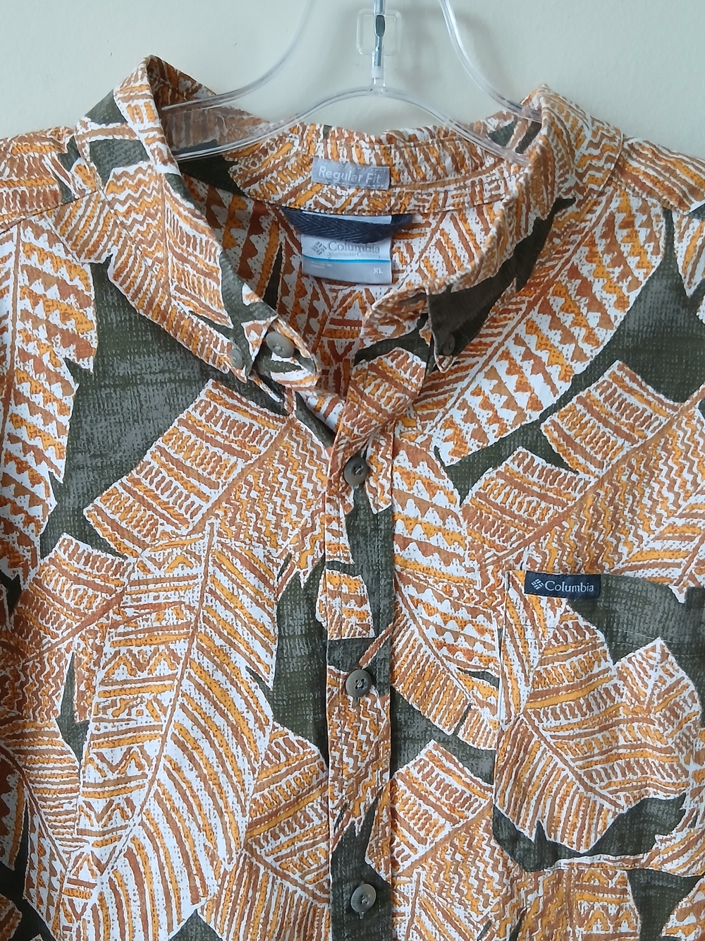Columbia Men's Button-down Shirt Banana Leaf Print